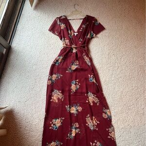 Maurices Burgundy Floral Maxi Dress